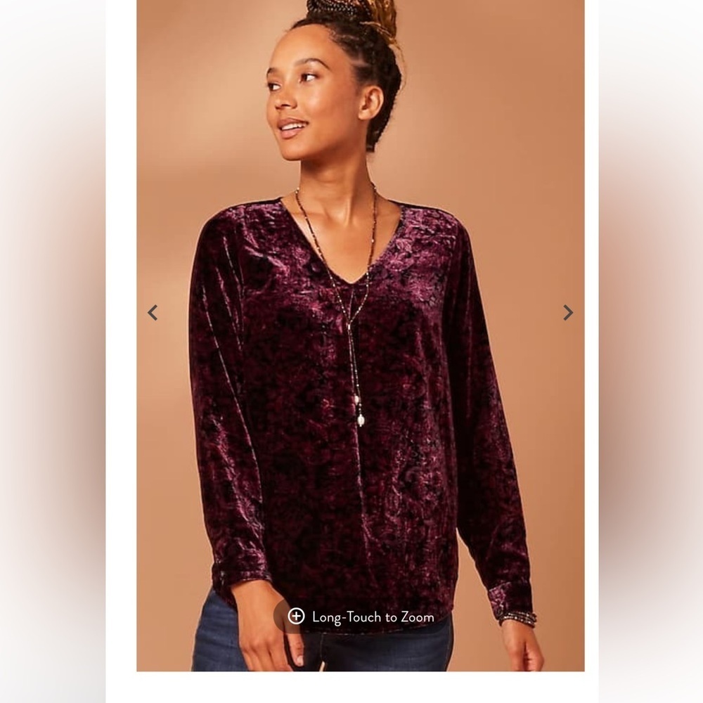 J. Jill Velvet Paisley-Printed Top Large